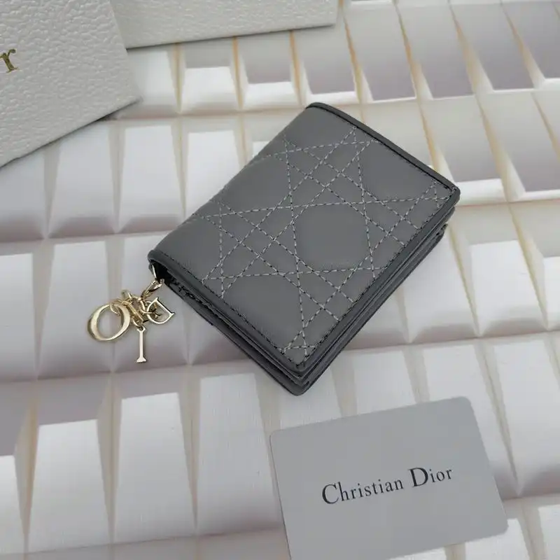 Hot Mini Lady Dior Flap Card Holder Cannage Lambskin Grey