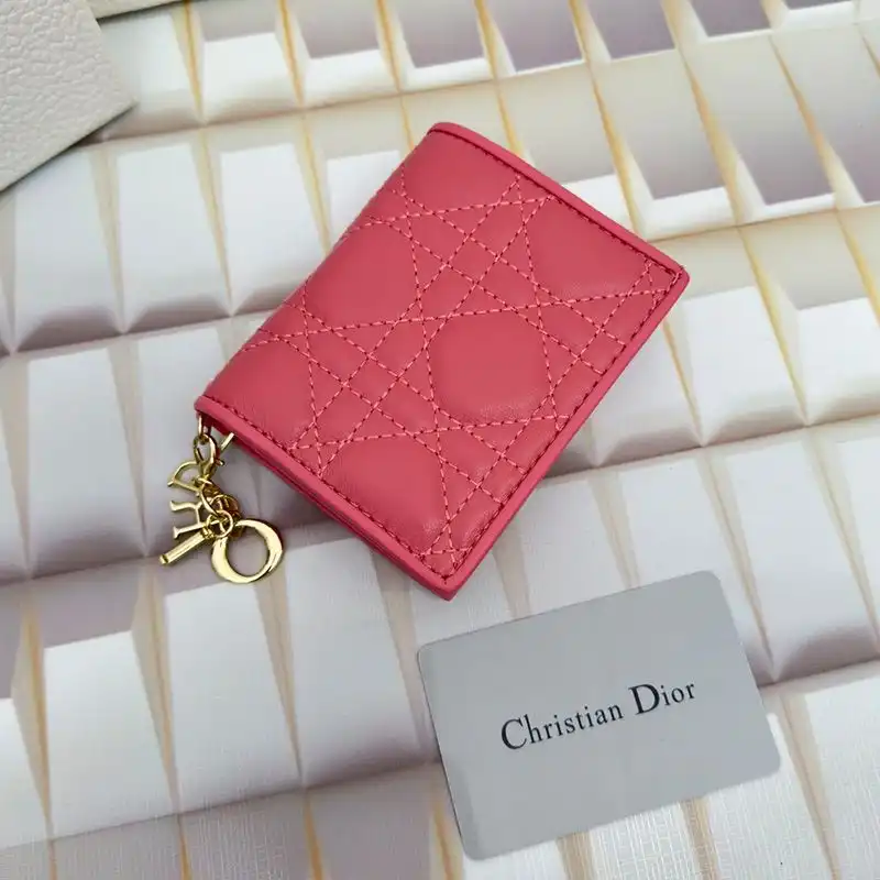 Affordable Hot Mini Lady Dior Flap Card Holder Cannage Lambskin Pink