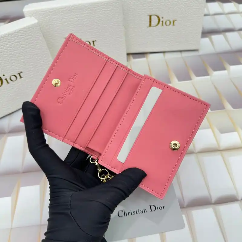 Affordable Hot Mini Lady Dior Flap Card Holder Cannage Lambskin Pink