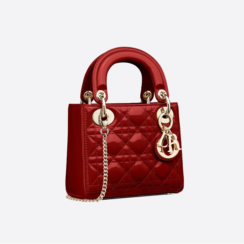 Hot Mini Lady Dior Bag Patent Cannage Calfskin Red