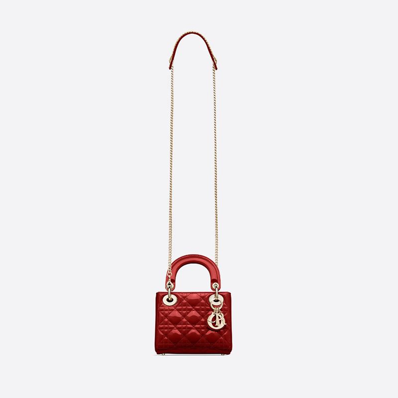 Hot Mini Lady Dior Bag Patent Cannage Calfskin Red