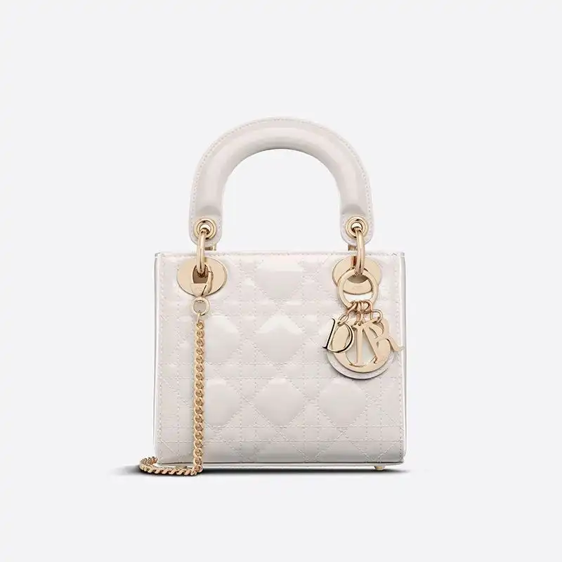 Mini Lady Dior Bag Patent Cannage Calfskin White Luxury