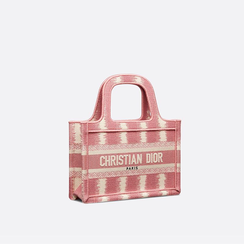 Mini Dior Book Tote D-Stripes Motif Canvas Pink Hot Sale