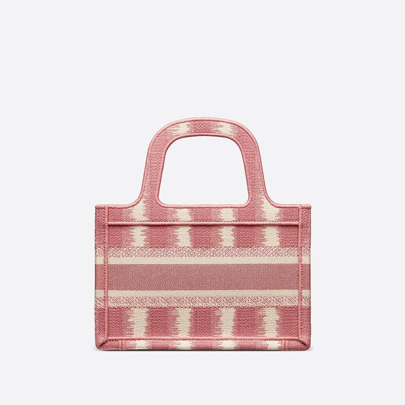 Mini Dior Book Tote D-Stripes Motif Canvas Pink Hot Sale