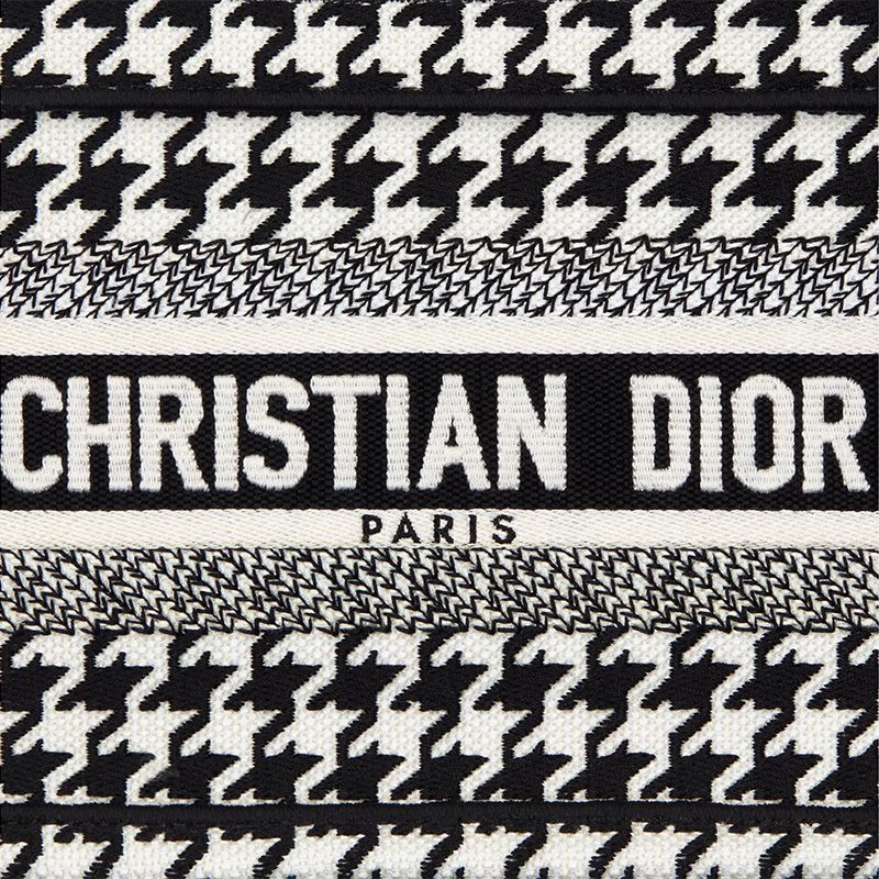 Mini Dior Book Tote Macro Houndstooth Motif Canvas Black