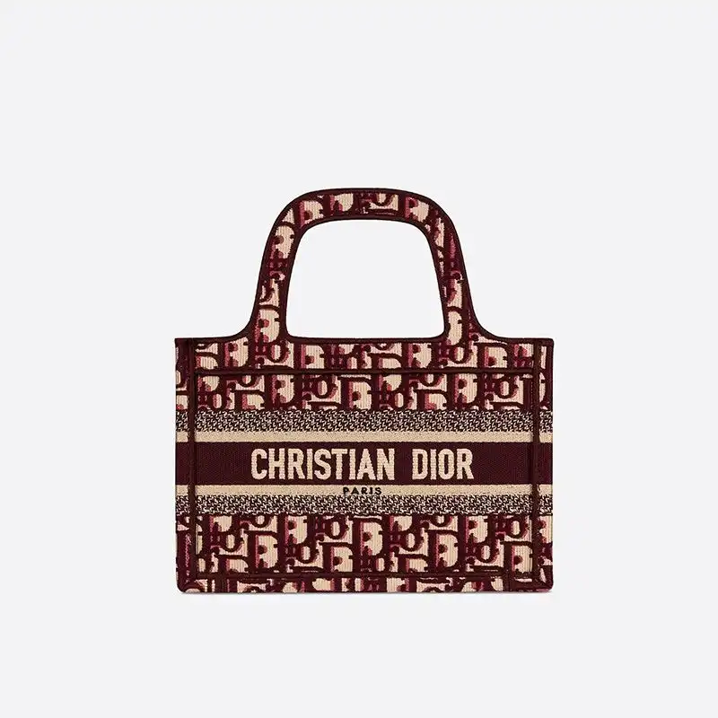 Mini Dior Book Tote Oblique Motif Canvas Burgundy