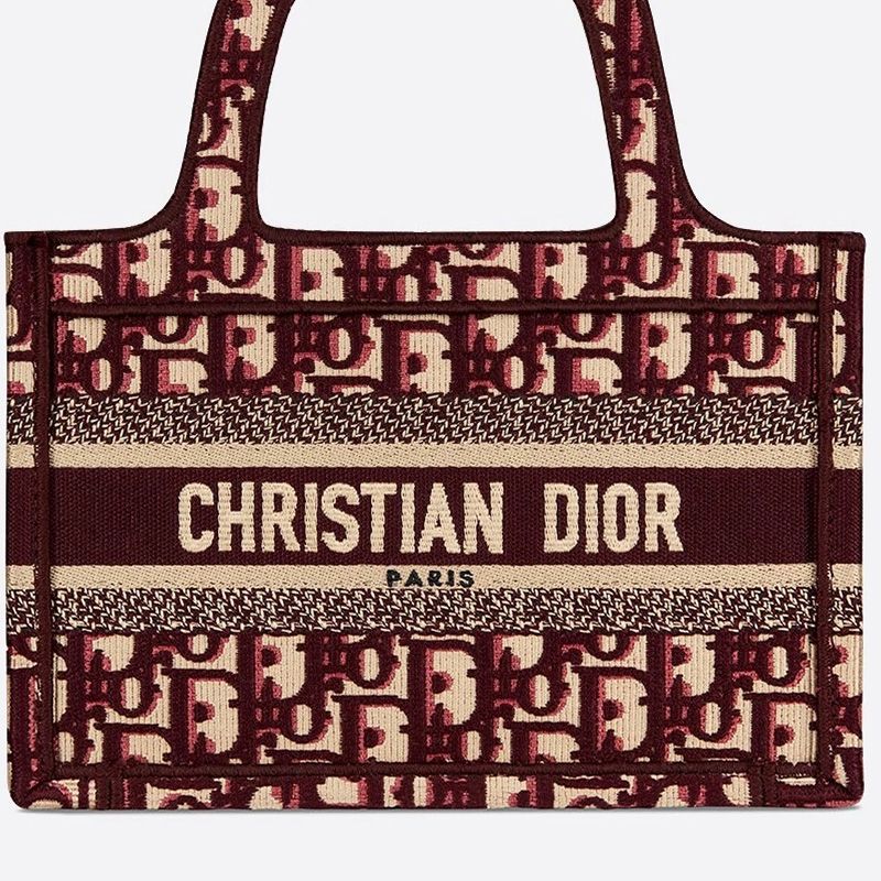 Mini Dior Book Tote Oblique Motif Canvas Burgundy