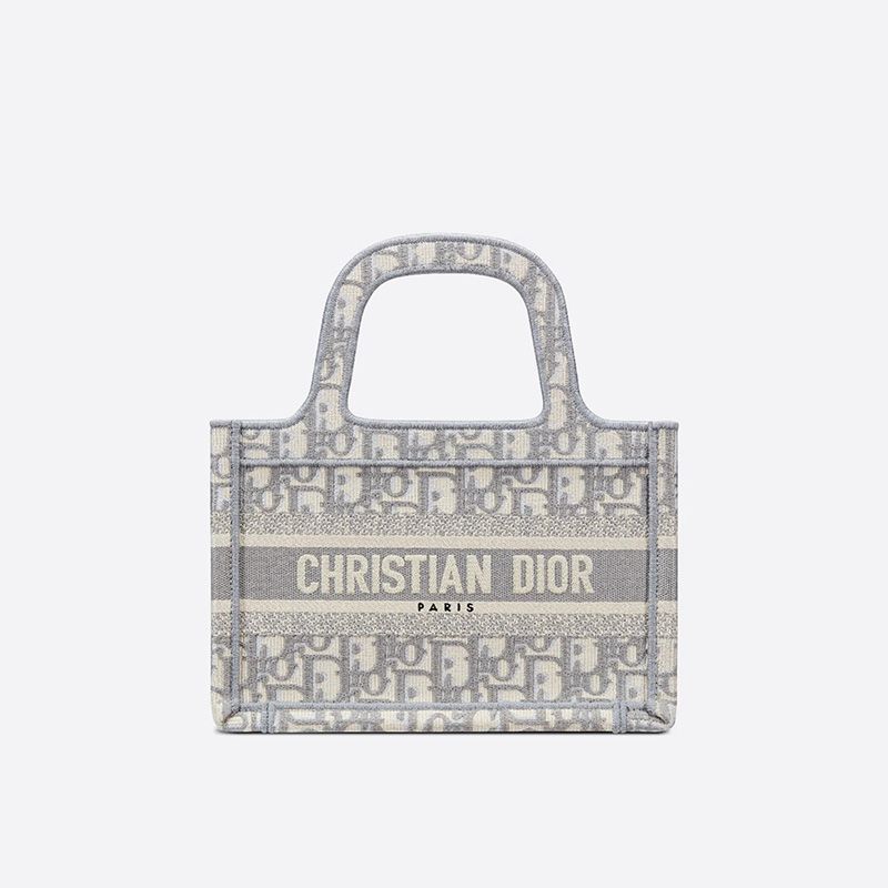 Mini Dior Book Tote Oblique Motif Canvas Grey Luxury