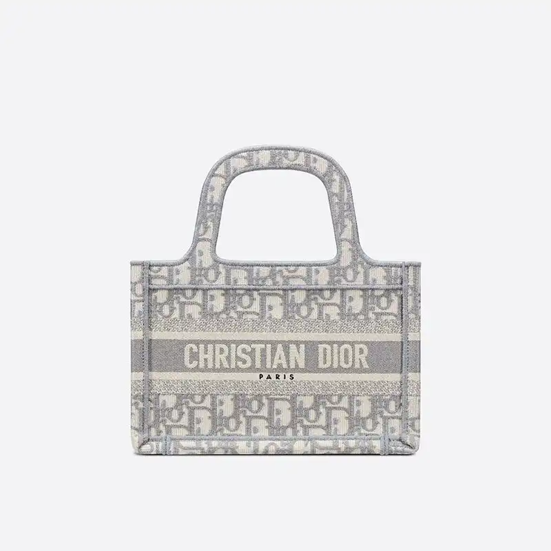 Cheap Dior Bag Mini Dior Book Tote Oblique Motif Canvas Grey