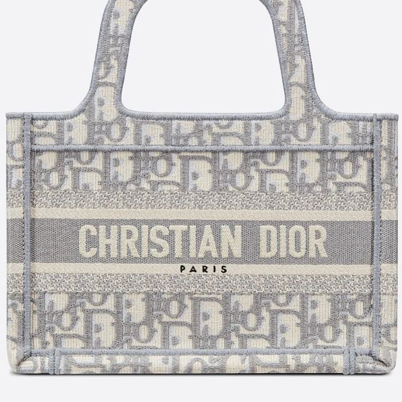 Mini Dior Book Tote Oblique Motif Canvas Grey Luxury