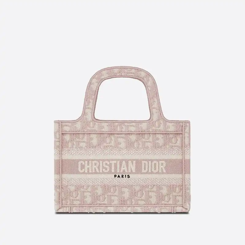 Mini Dior Book Tote Oblique Motif Canvas Pink