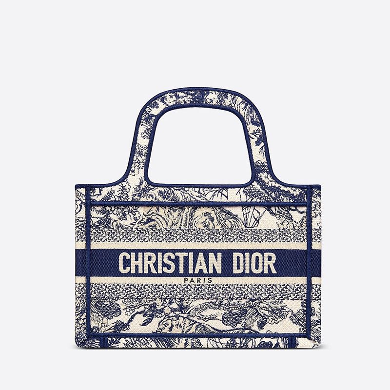 Mini Dior Book Tote Toile De Jouy Motif Canvas Blue Hot Sale