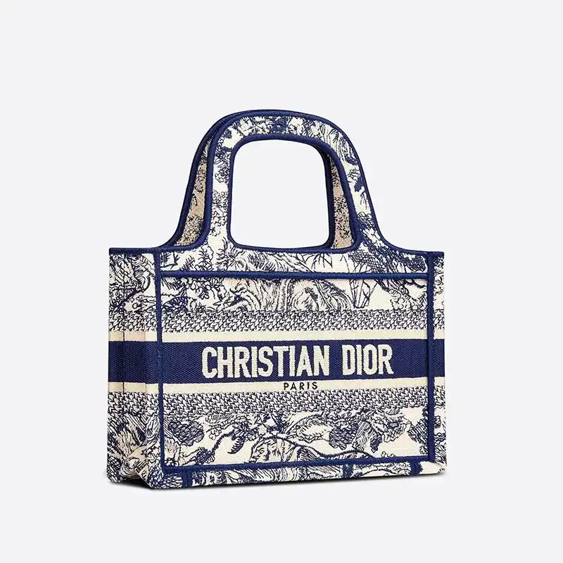 Cheap Mini Dior Book Tote Toile De Jouy Motif Canvas Blue Hot Sale