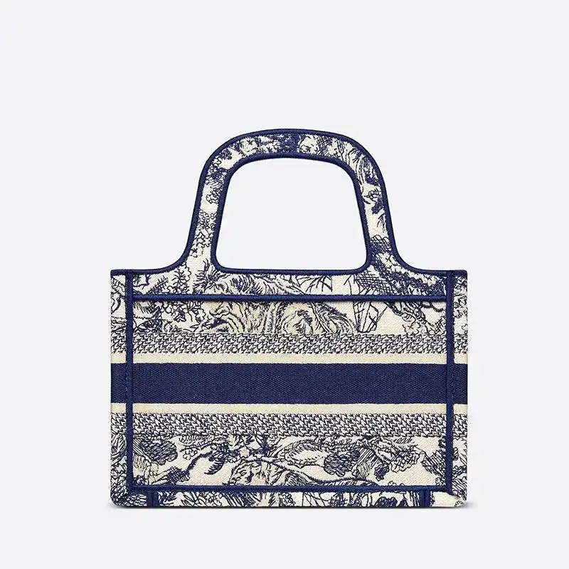 Cheap Mini Dior Book Tote Toile De Jouy Motif Canvas Blue Hot Sale