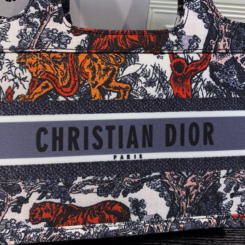 Hot Mini Dior Book Tote Toile De Jouy Motif Canvas Tiger