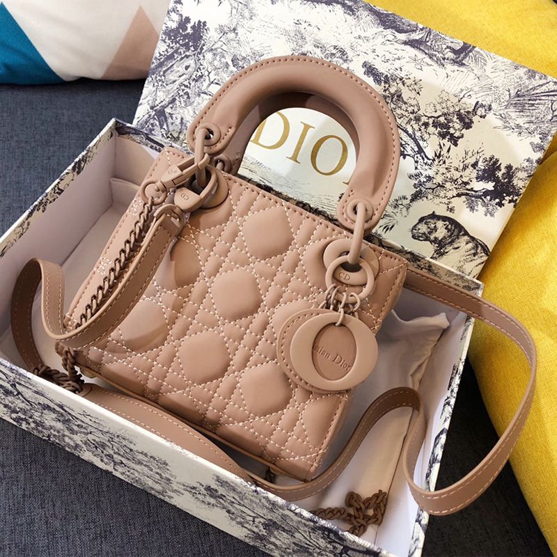 Mini Lady Dior Bag Ultramatte Calfskin Apricot Hot Sale