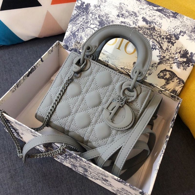 Hot Mini Lady Dior Bag Ultramatte Calfskin Grey