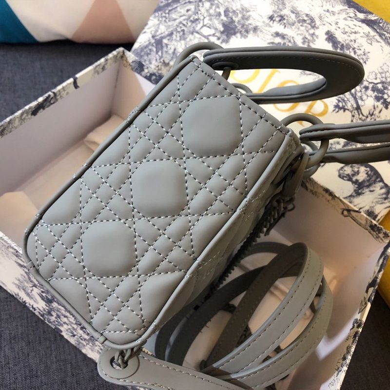 Hot Mini Lady Dior Bag Ultramatte Calfskin Grey