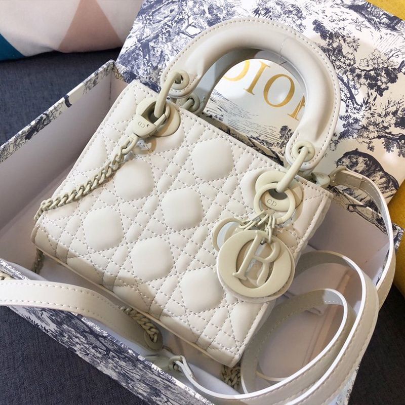 Hot Mini Lady Dior Bag Ultramatte Calfskin White