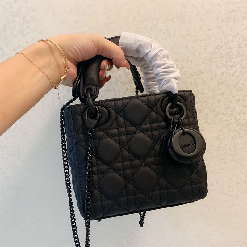 Hot Mini Lady Dior Bag Ultramatte Cannage Calfskin Black