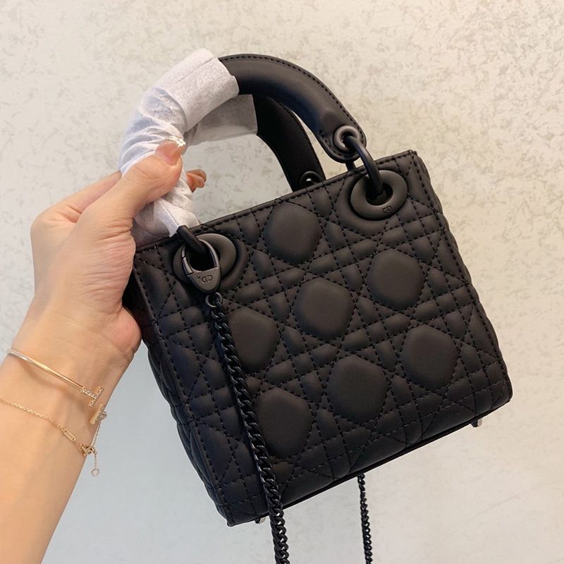 Hot Mini Lady Dior Bag Ultramatte Cannage Calfskin Black