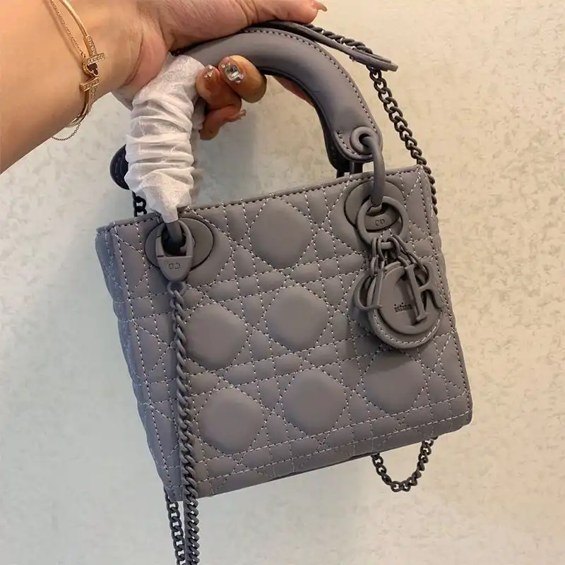 Mini Lady Dior Bag Ultramatte Cannage Calfskin Grey Luxury