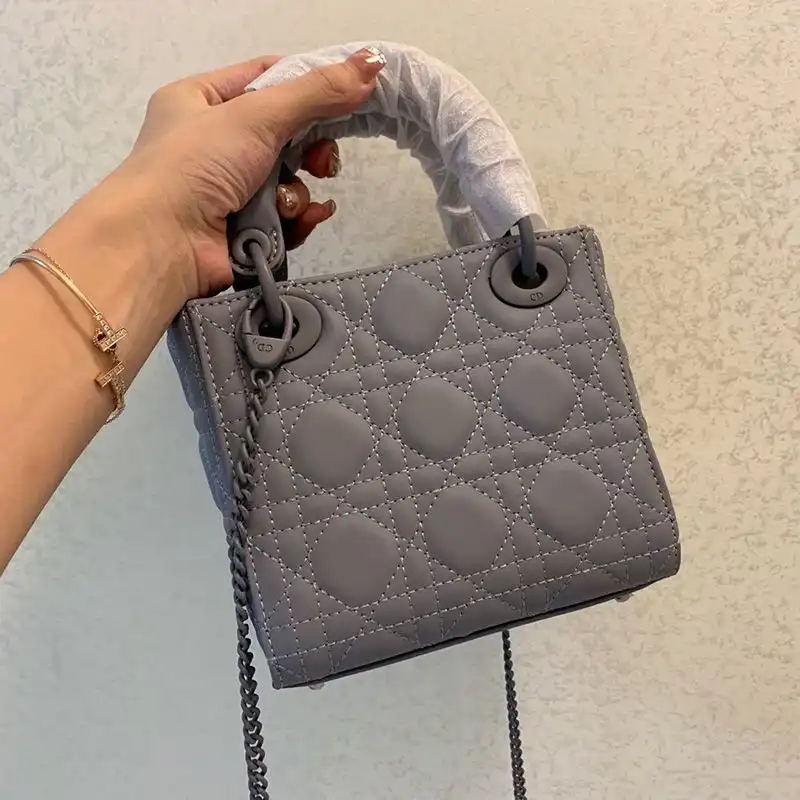 Cheap Mini Lady Dior Bag Ultramatte Cannage Calfskin Grey Luxury