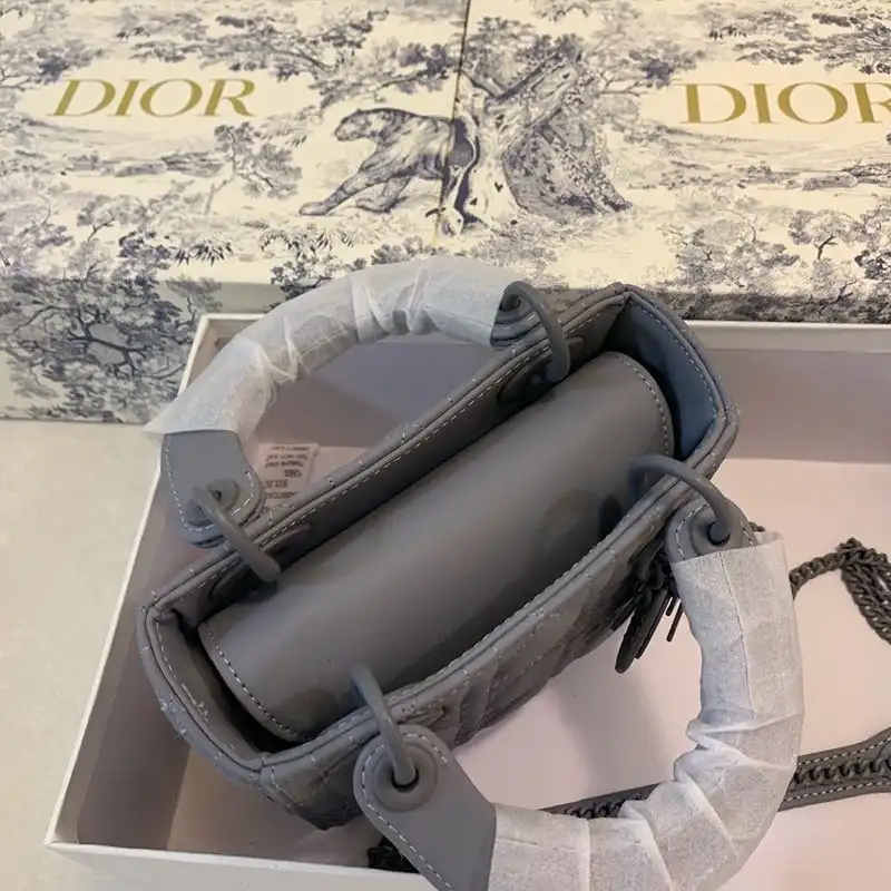 Cheap Mini Lady Dior Bag Ultramatte Cannage Calfskin Grey Luxury