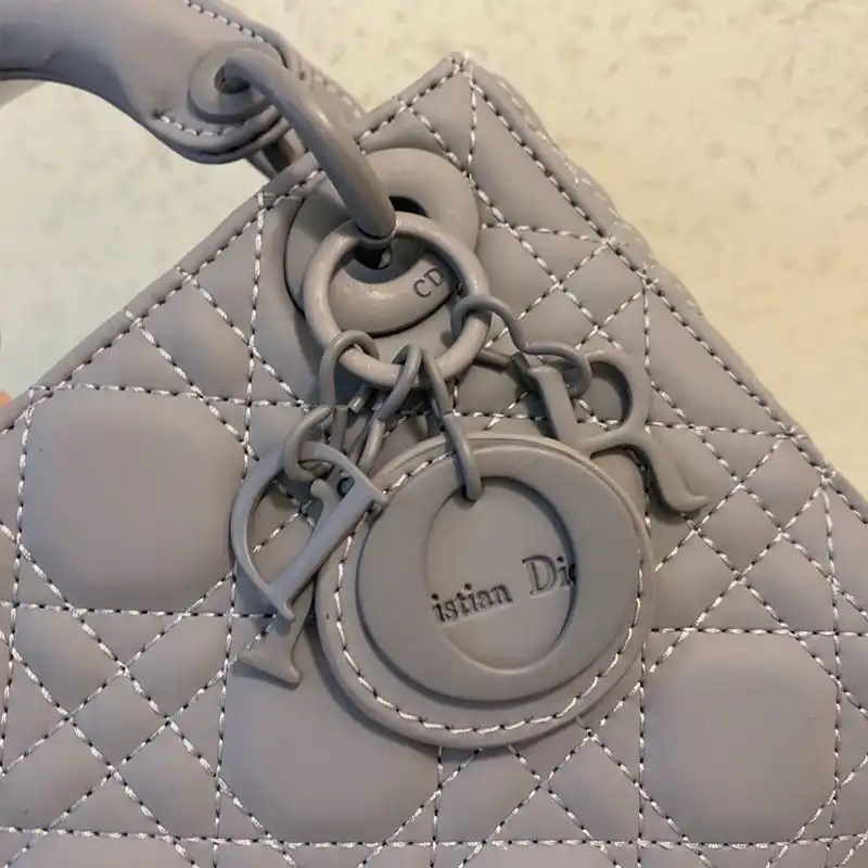 Cheap Mini Lady Dior Bag Ultramatte Cannage Calfskin Grey Luxury