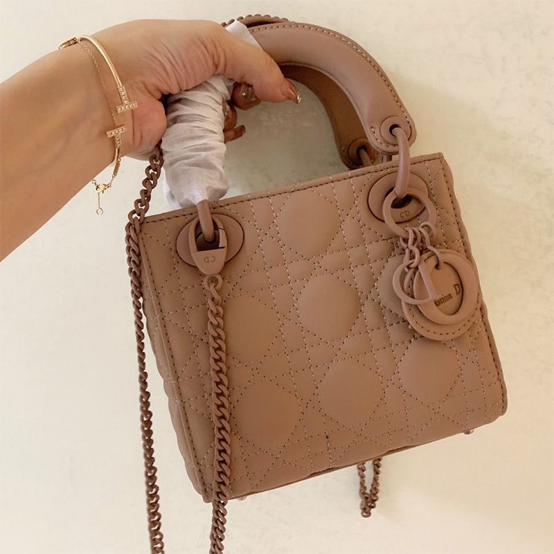 Mini Lady Dior Bag Ultramatte Cannage Calfskin Khaki Hot Sale