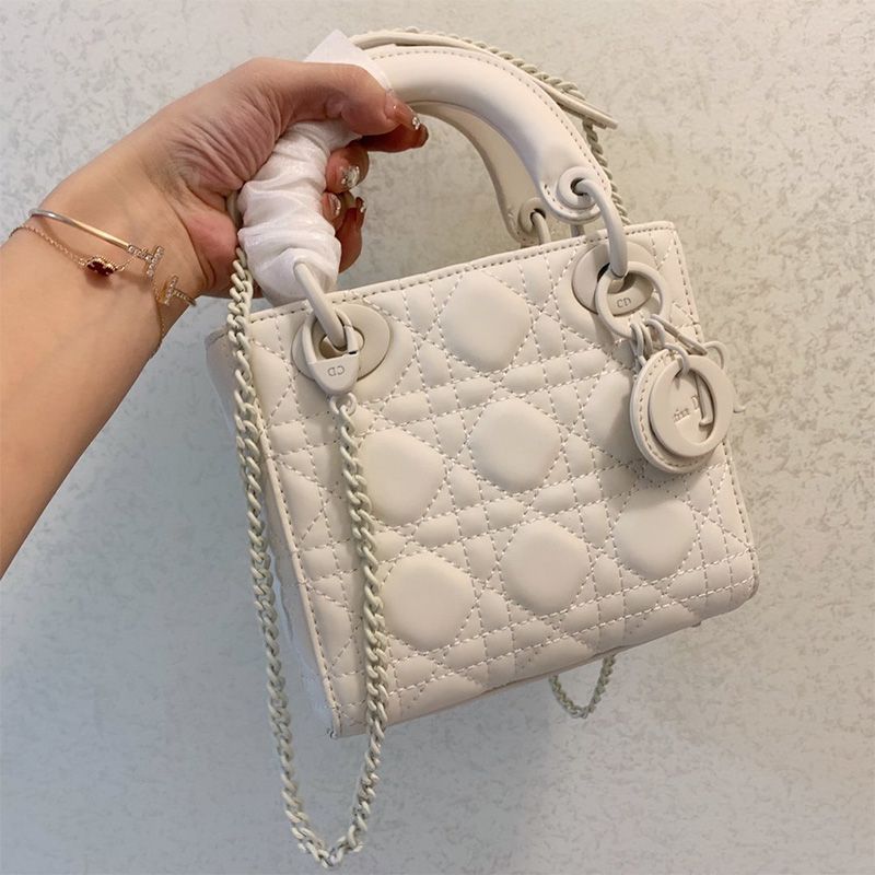 Hot Mini Lady Dior Bag Ultramatte Cannage Calfskin White