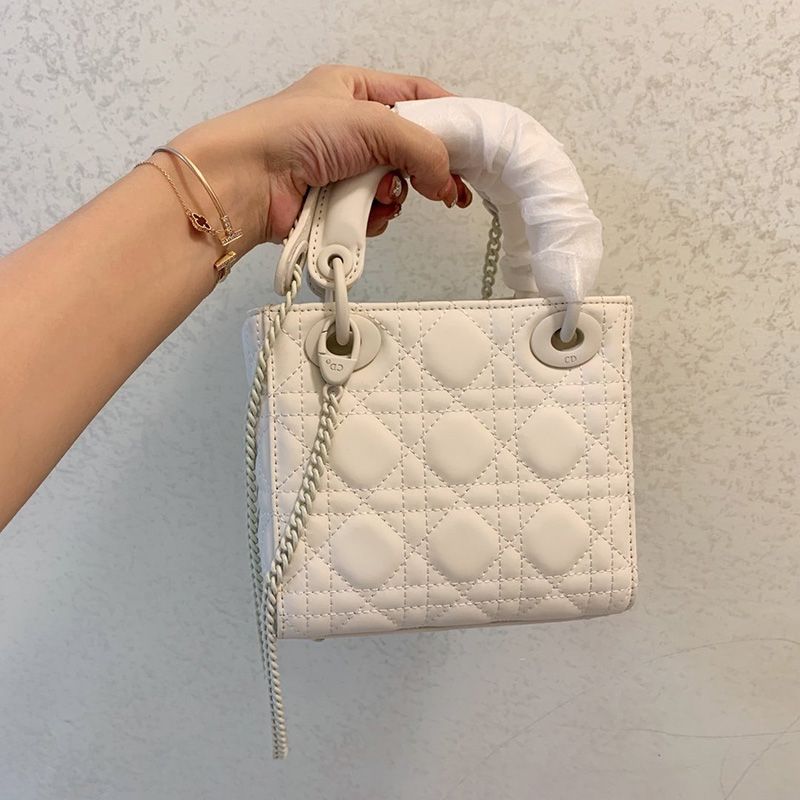 Mini Lady Dior Bag Ultramatte Cannage Calfskin White Hot Sale