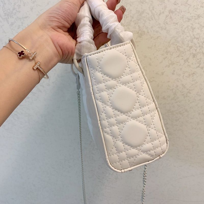 Mini Lady Dior Bag Ultramatte Cannage Calfskin White Hot Sale