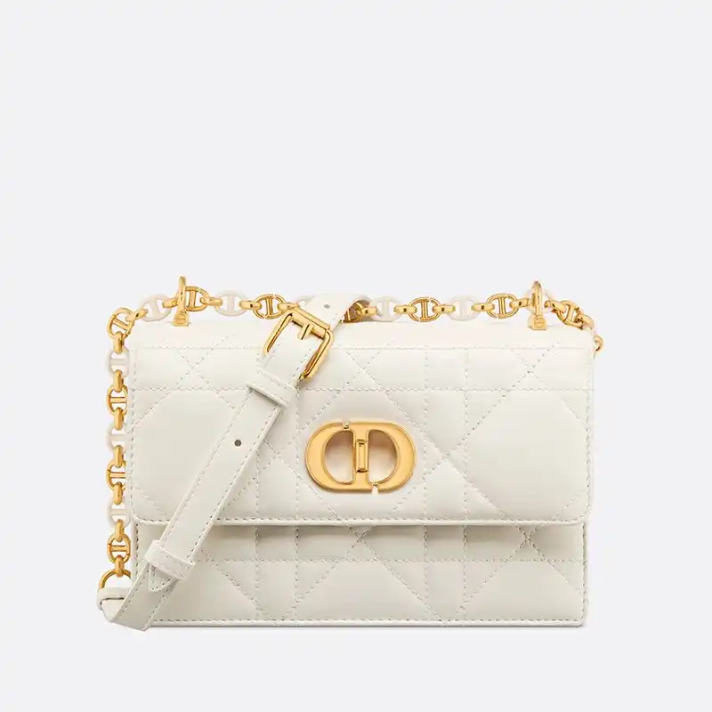 Mini Miss Caro Bag Macrocannage Lambskin White Luxury