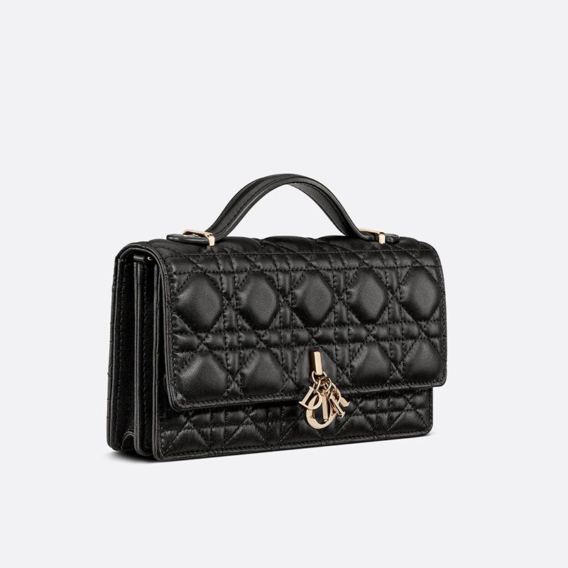 Mini Miss Dior Top Handle Bag Cannage Lambskin Black Hot Sale