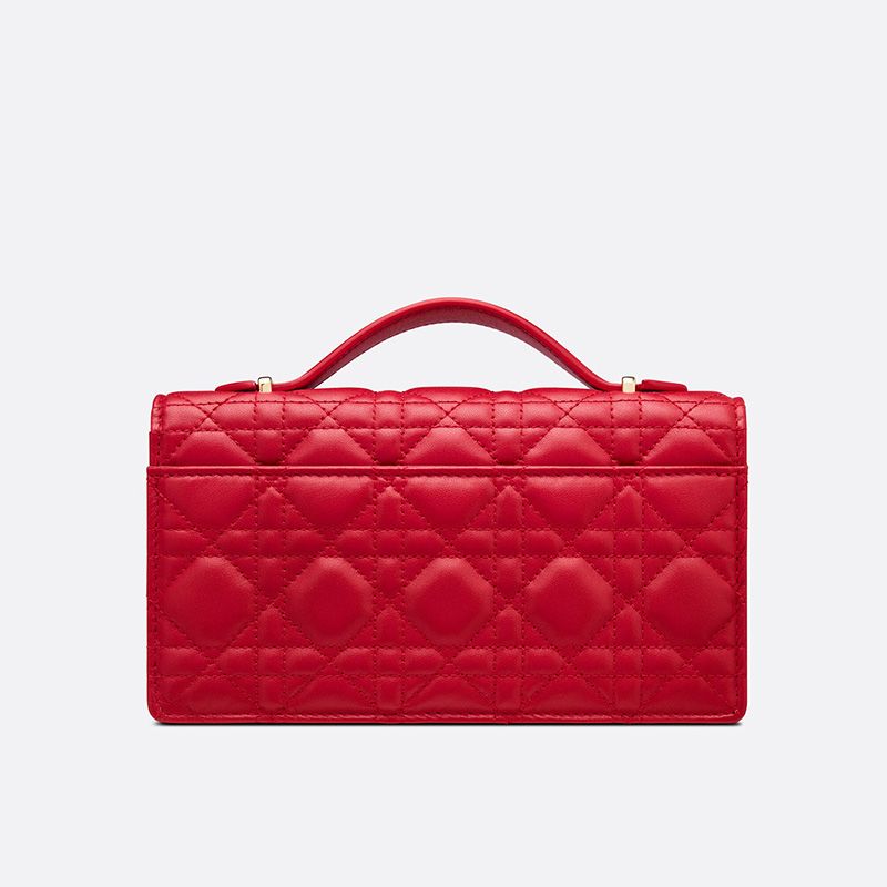 Hot Mini Miss Dior Top Handle Bag Cannage Lambskin Red