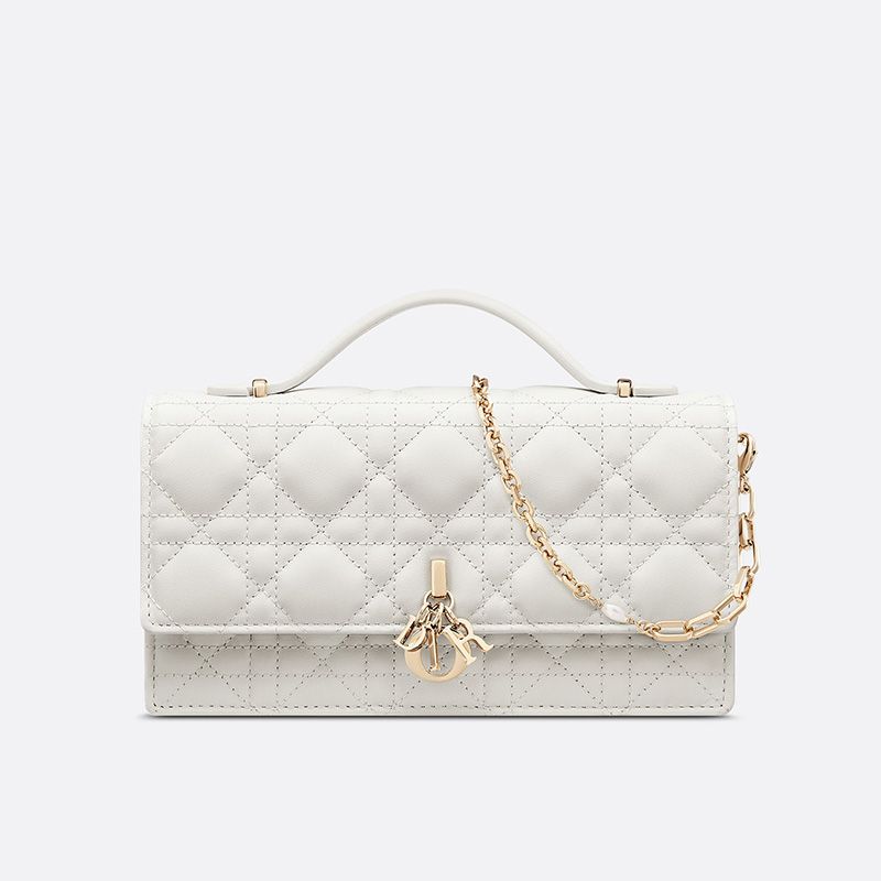 Mini Miss Dior Top Handle Bag Cannage Lambskin White