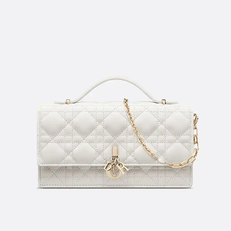 Mini Miss Dior Top Handle Bag Cannage Lambskin White Luxury