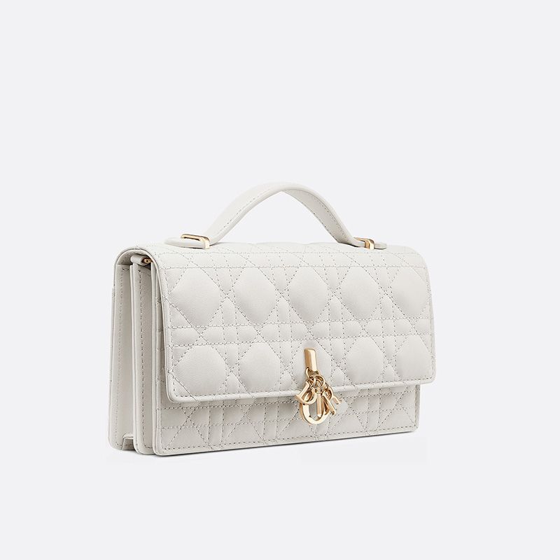 Mini Miss Dior Top Handle Bag Cannage Lambskin White