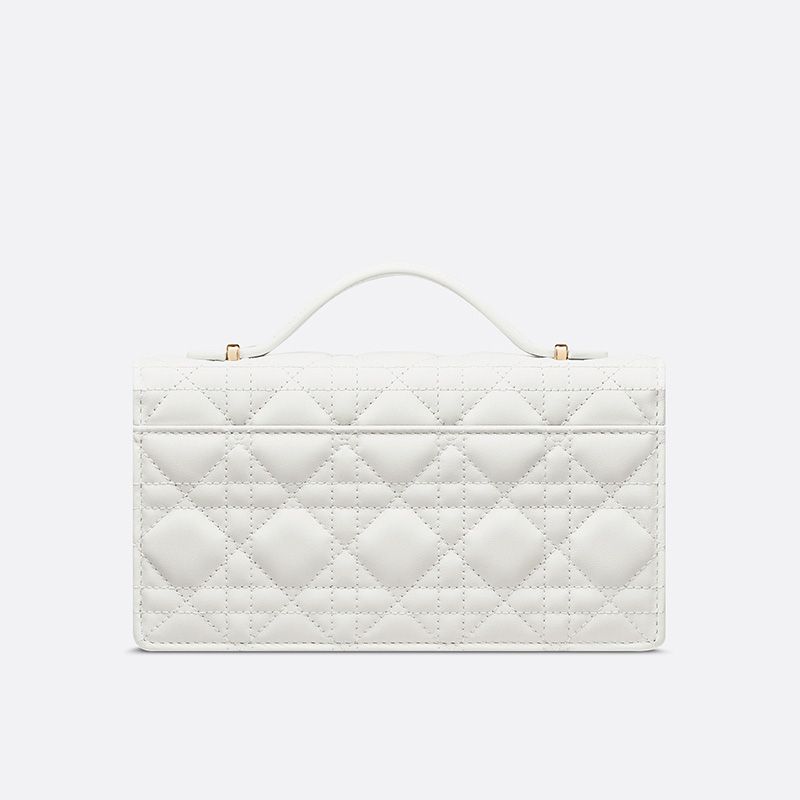 Mini Miss Dior Top Handle Bag Cannage Lambskin White