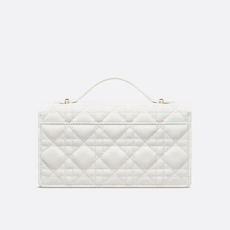 Cheap Mini Miss Dior Top Handle Bag Cannage Lambskin White Luxury