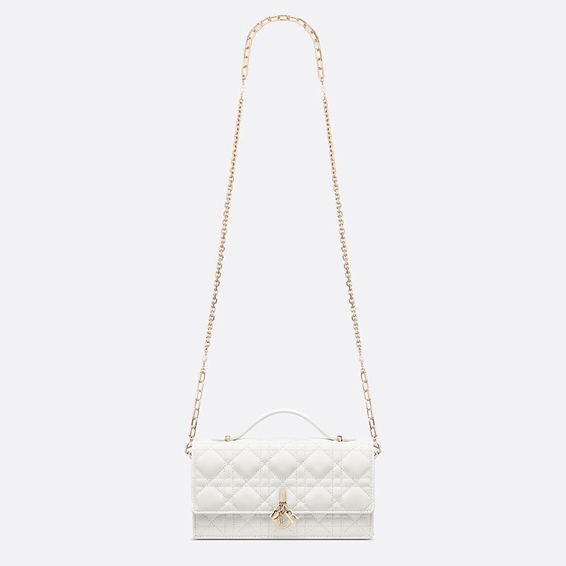 Mini Miss Dior Top Handle Bag Cannage Lambskin White