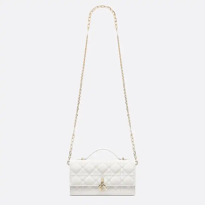 Cheap Mini Miss Dior Top Handle Bag Cannage Lambskin White Luxury