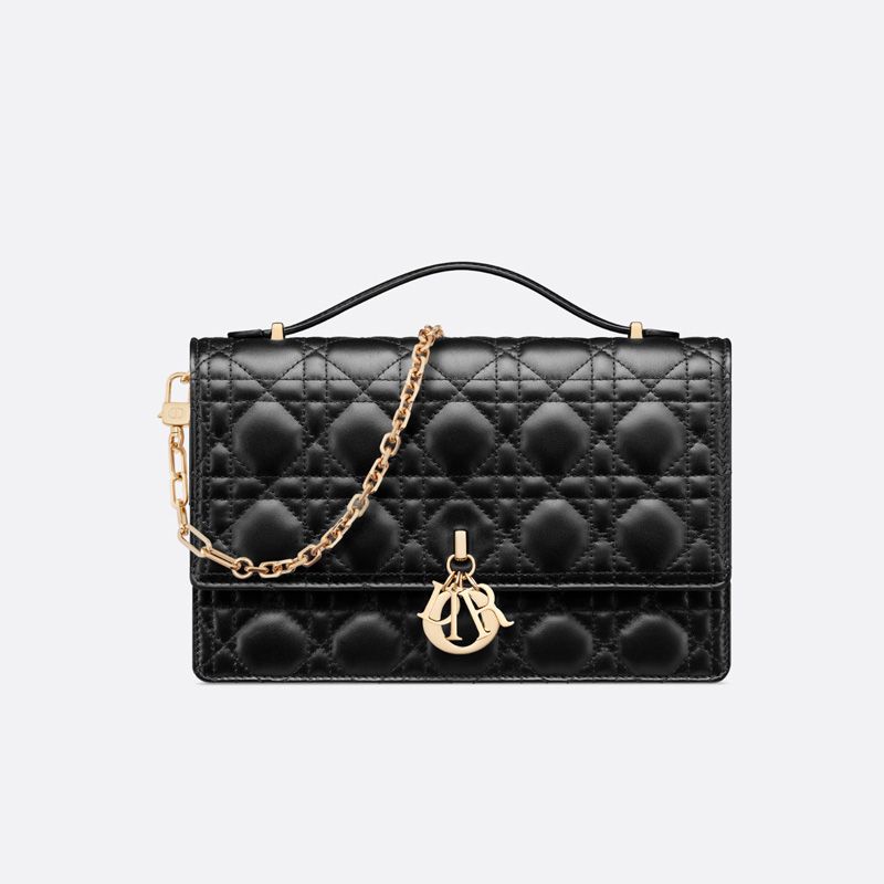 Small Miss Dior Top Handle Bag Cannage Lambskin Black Hot Sale