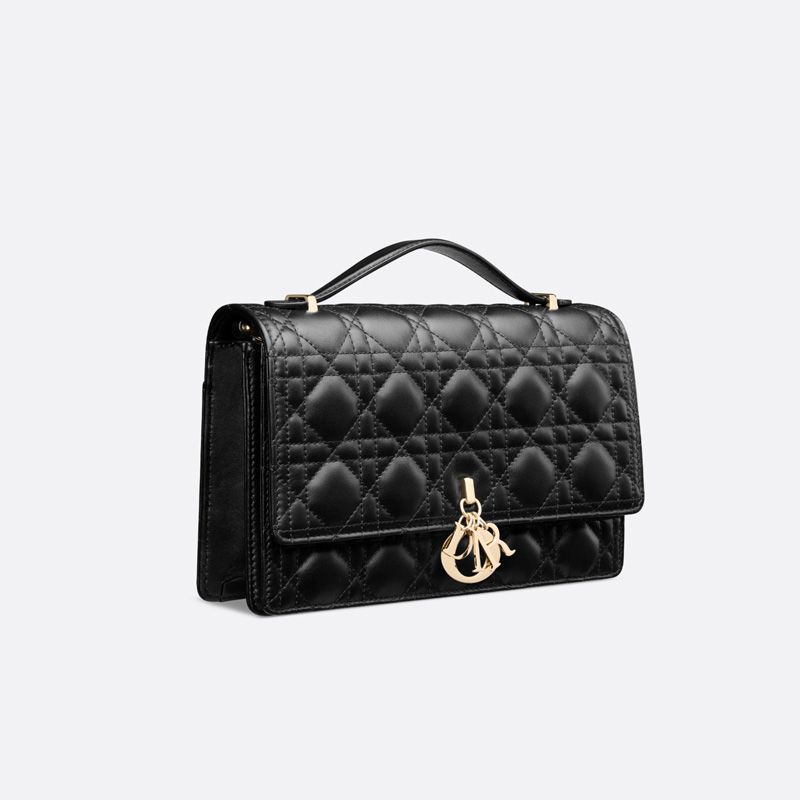 Small Miss Dior Top Handle Bag Cannage Lambskin Black Hot Sale