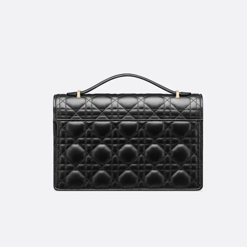 Cheap Small Miss Dior Top Handle Bag Cannage Lambskin Black Luxury