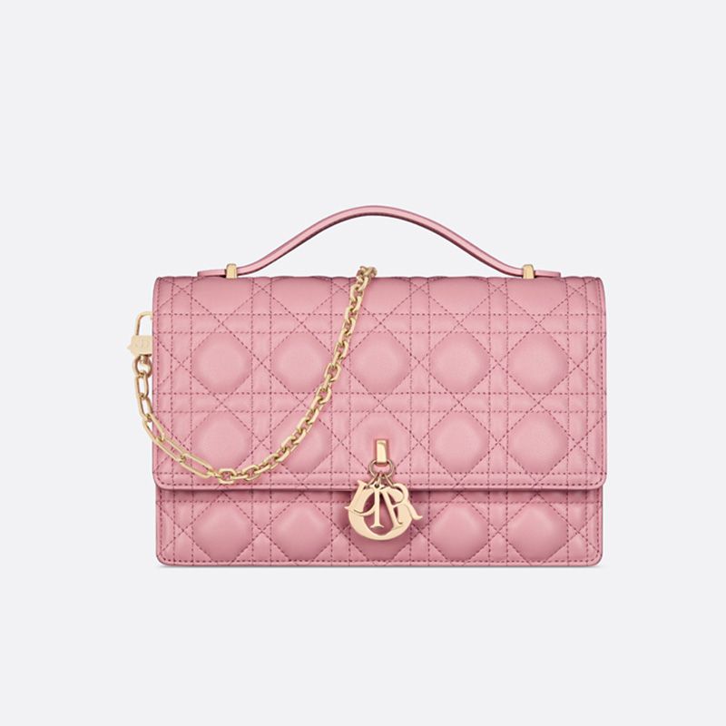 Small Miss Dior Top Handle Bag Cannage Lambskin Pink