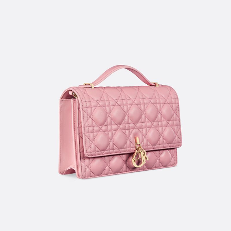 Small Miss Dior Top Handle Bag Cannage Lambskin Pink