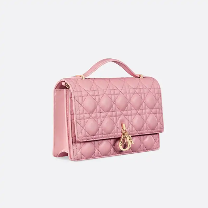 Cheap Small Miss Dior Top Handle Bag Cannage Lambskin Pink Luxury