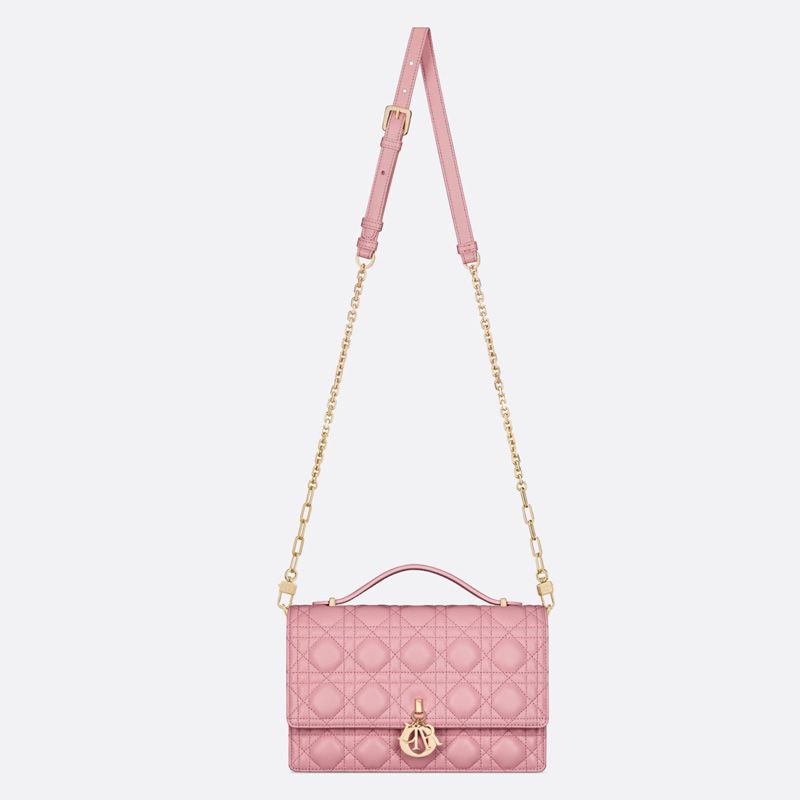 Small Miss Dior Top Handle Bag Cannage Lambskin Pink